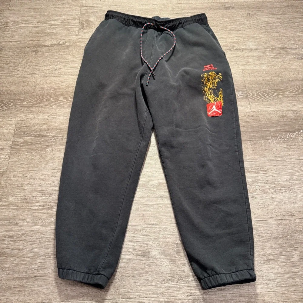 Jordan Fleece Joggers Men XL Black Cotton Mountainside Mind Over Matter 31x27